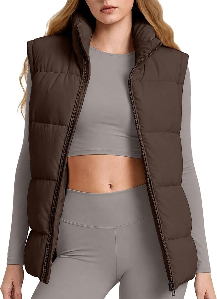 ASPO Womens Puffer Vest Zip Up Sleeveless Quilted Warm Coat | Amazon (US)