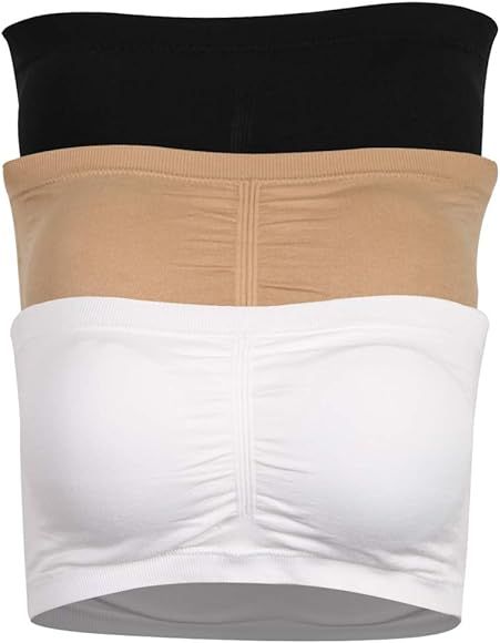 JPGO Padded Bandeau Tube Top Bra Strapless Bralette Soft Bra for Women Size S-XXXL | Amazon (US)