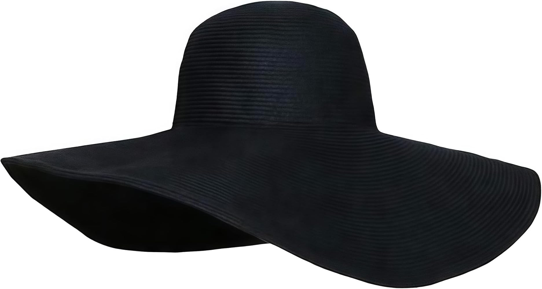 Women Wide Brim Sun Straw Hat Foldable Beach Floppy Hat with 15cm Brim Black | Amazon (US)