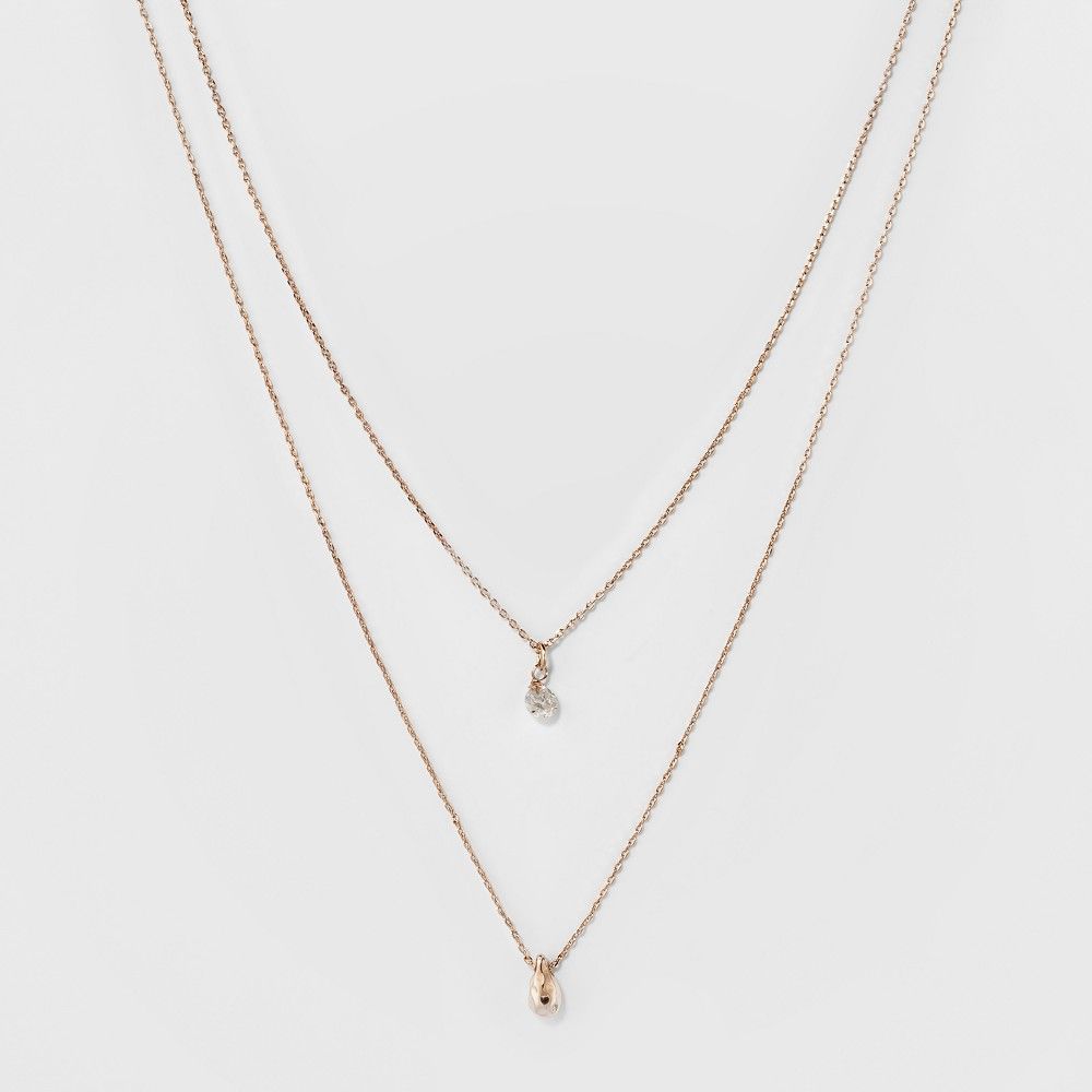 petiteTwo Row Short Necklace - A New Day Gold, Women's, Size: Small, Pink | Target