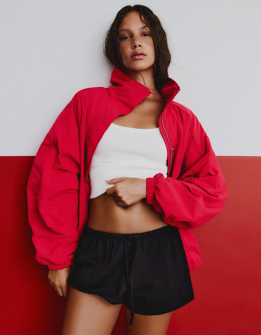 Oversize nylon batwing sleeve jacket - BERSHKA LOVERS - Women | Bershka UK