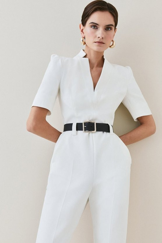 Petite Forever Belted Jumpsuit | Karen Millen UK + IE + DE + NL