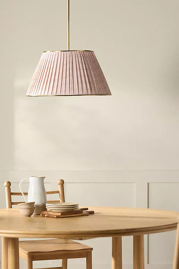 Lee Brass 24" Ruched Printed Semi-Flush Mount Pendant Light | Anthropologie (US)