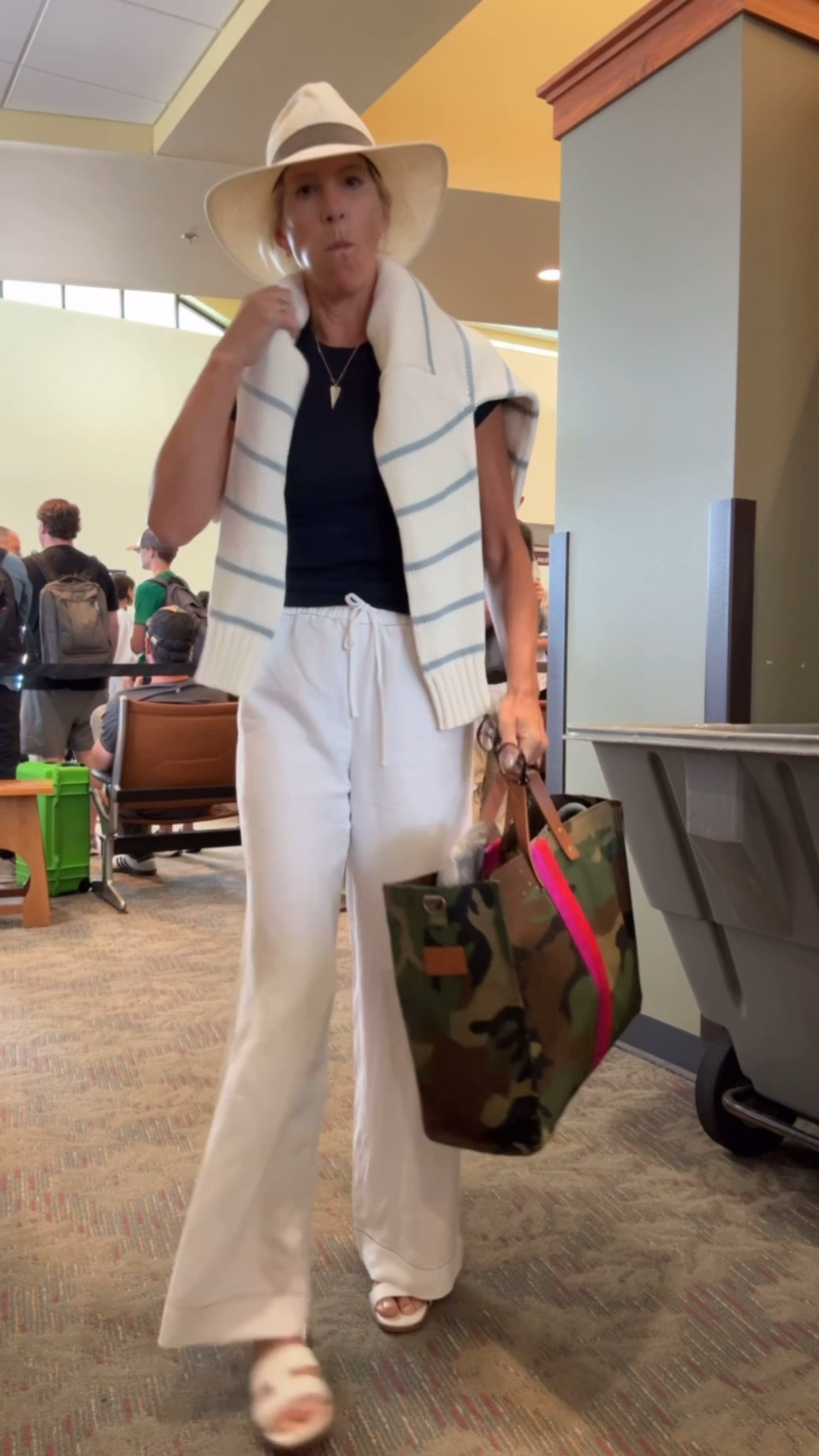 Travel outfit!  Going straight from the plane to dinner ✅.   The vital Aritzia white linen pants never disappoint!

#LTKootd #LTKOver40 #LTKTravel