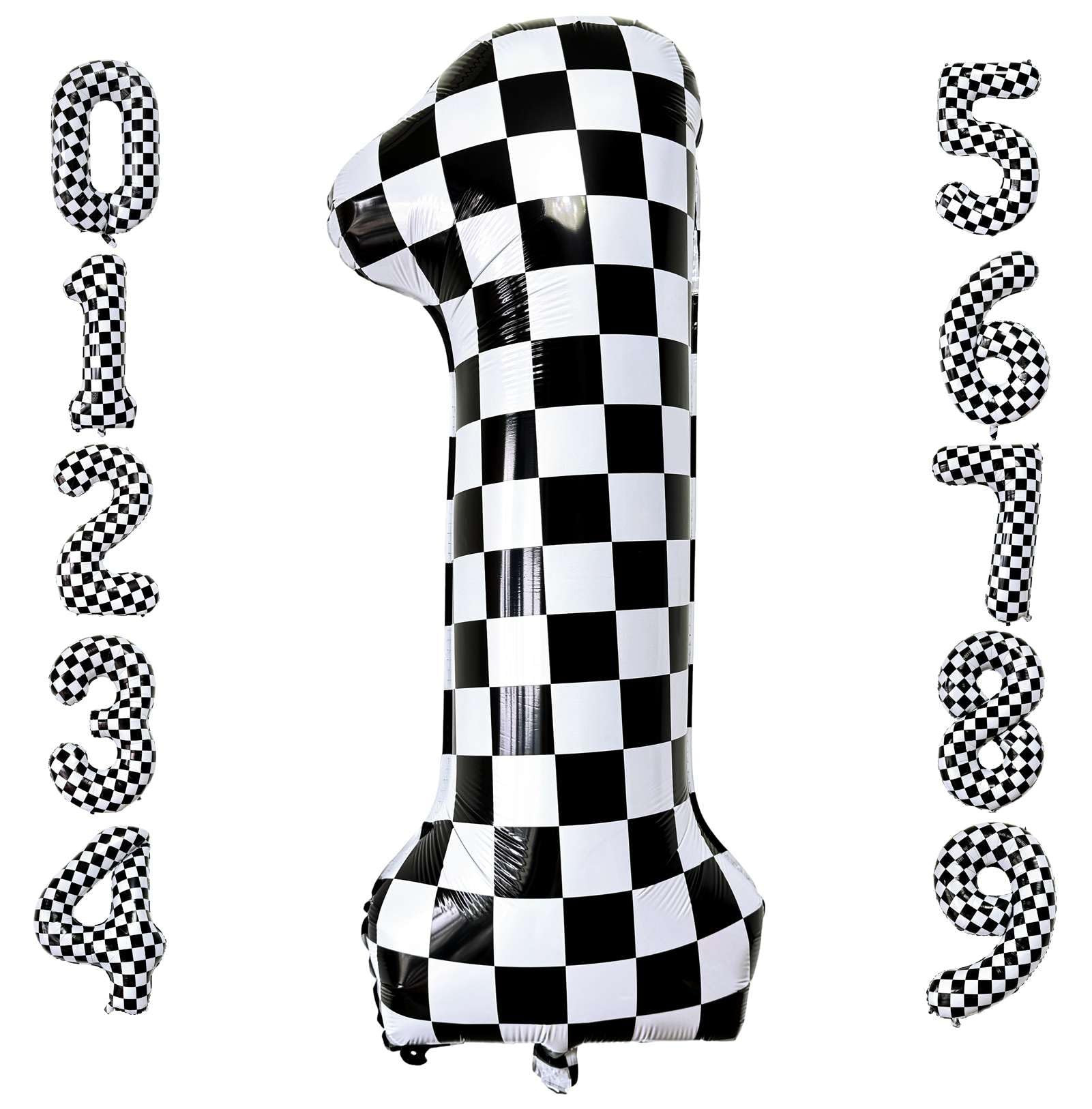 Checkered Number 1 Balloons 40 Inch Giant Race Car Checkered 1 Balloons for Racing Car Checkered ... | Amazon (US)