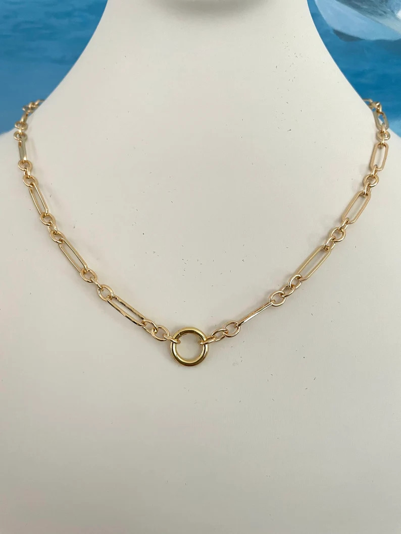 Trombone Chain Charm Holder Necklace Layering Chain Charm Necklace Gift for Her - Etsy | Etsy (US)