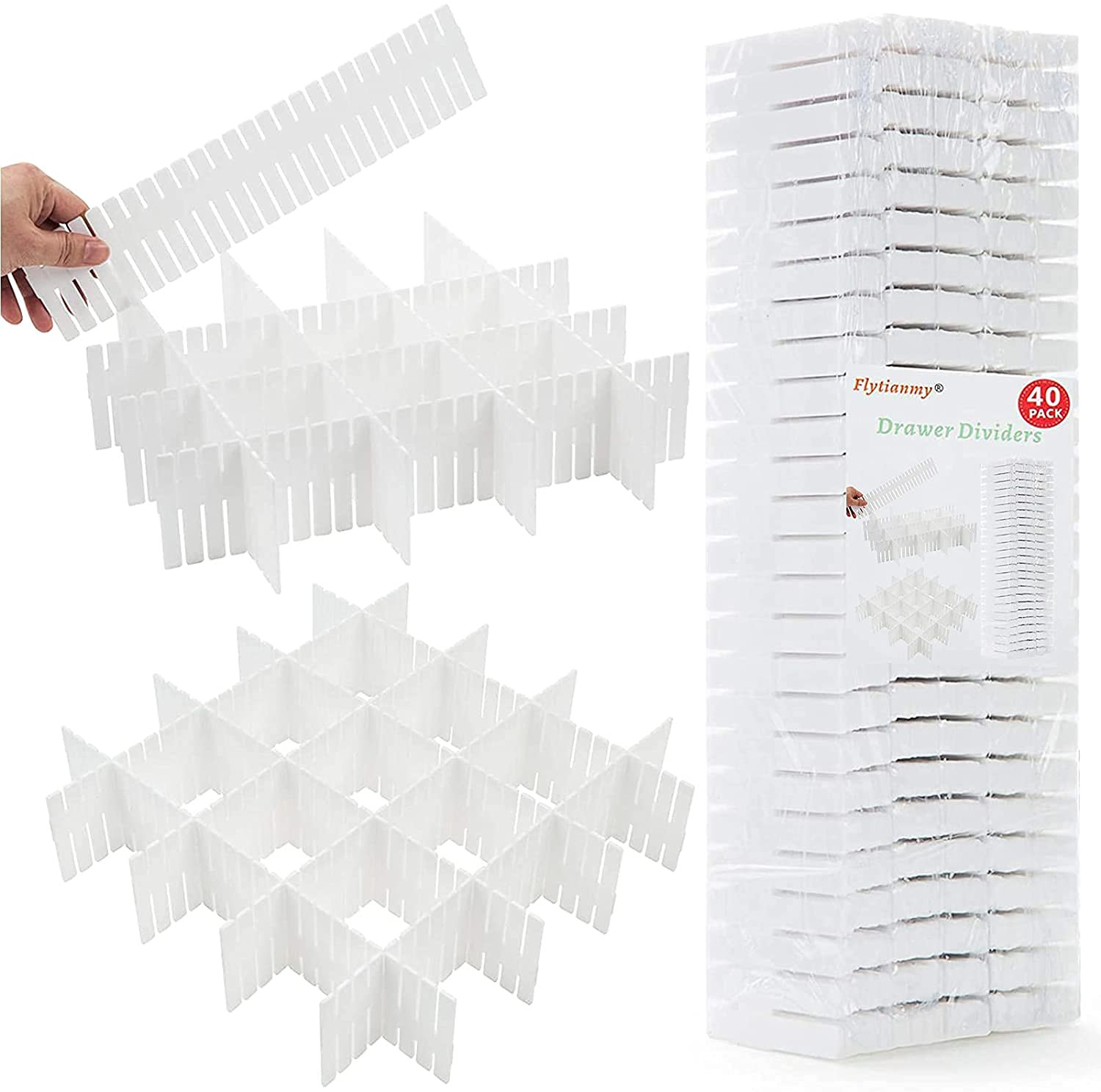 40Pcs Drawer Dividers, Adjustable Drawer Organizer for Socks, Underwear, Makeup, Can Help Tidy Ki... | Amazon (US)