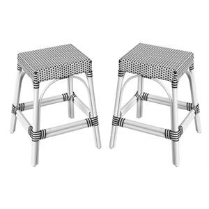 Home Square Rectangular Rattan Counter Stool in Beige - Set of 2 | Cymax