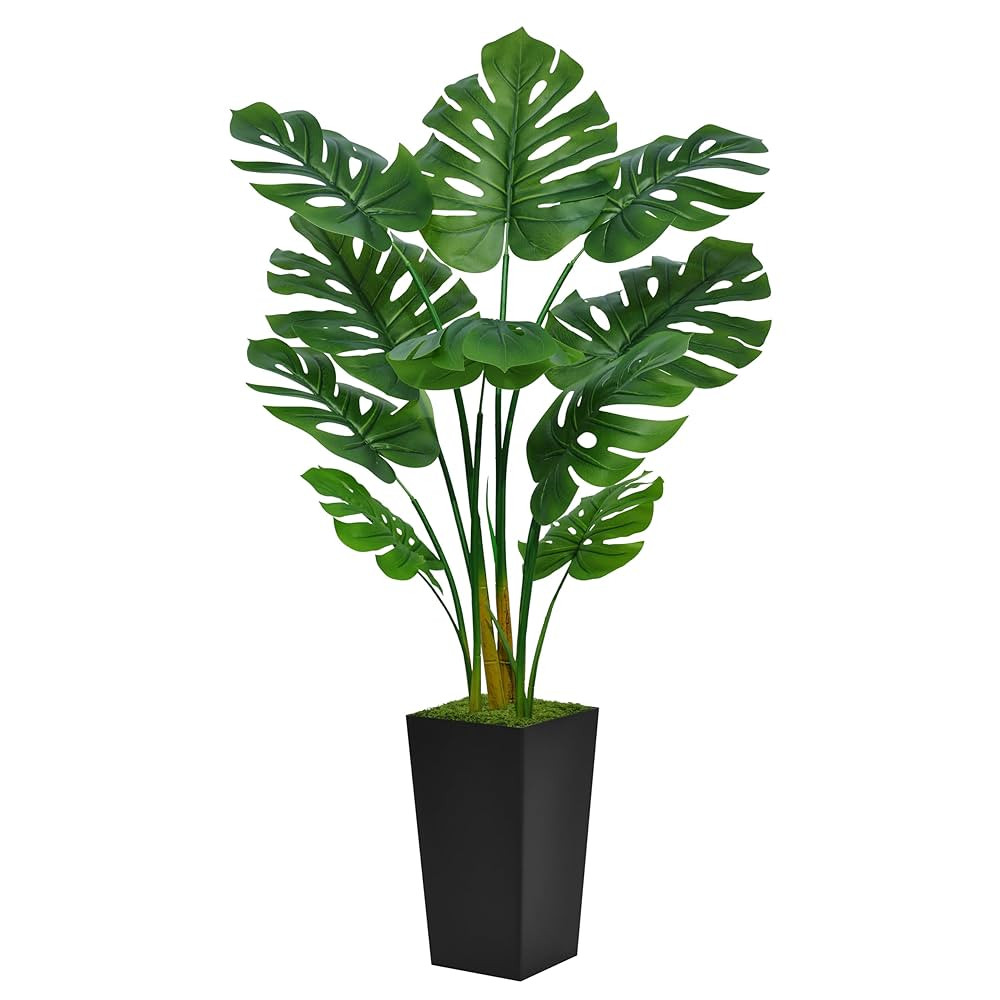 Artificial Monstera Deliciosa Plant 5FT - Faux Tropical Palm Tree with Black Tall Planter - Fake ... | Amazon (US)