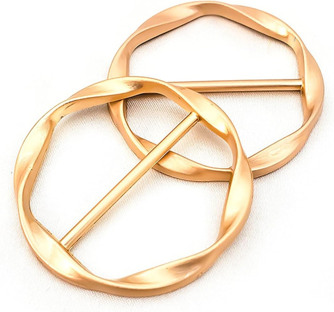 Scarf Ring Clip, 2 Pcs T Shirt Clip,Clothes Knotted Clip, Circle Knotted Buckle for Shirt Silk Sc... | Amazon (US)