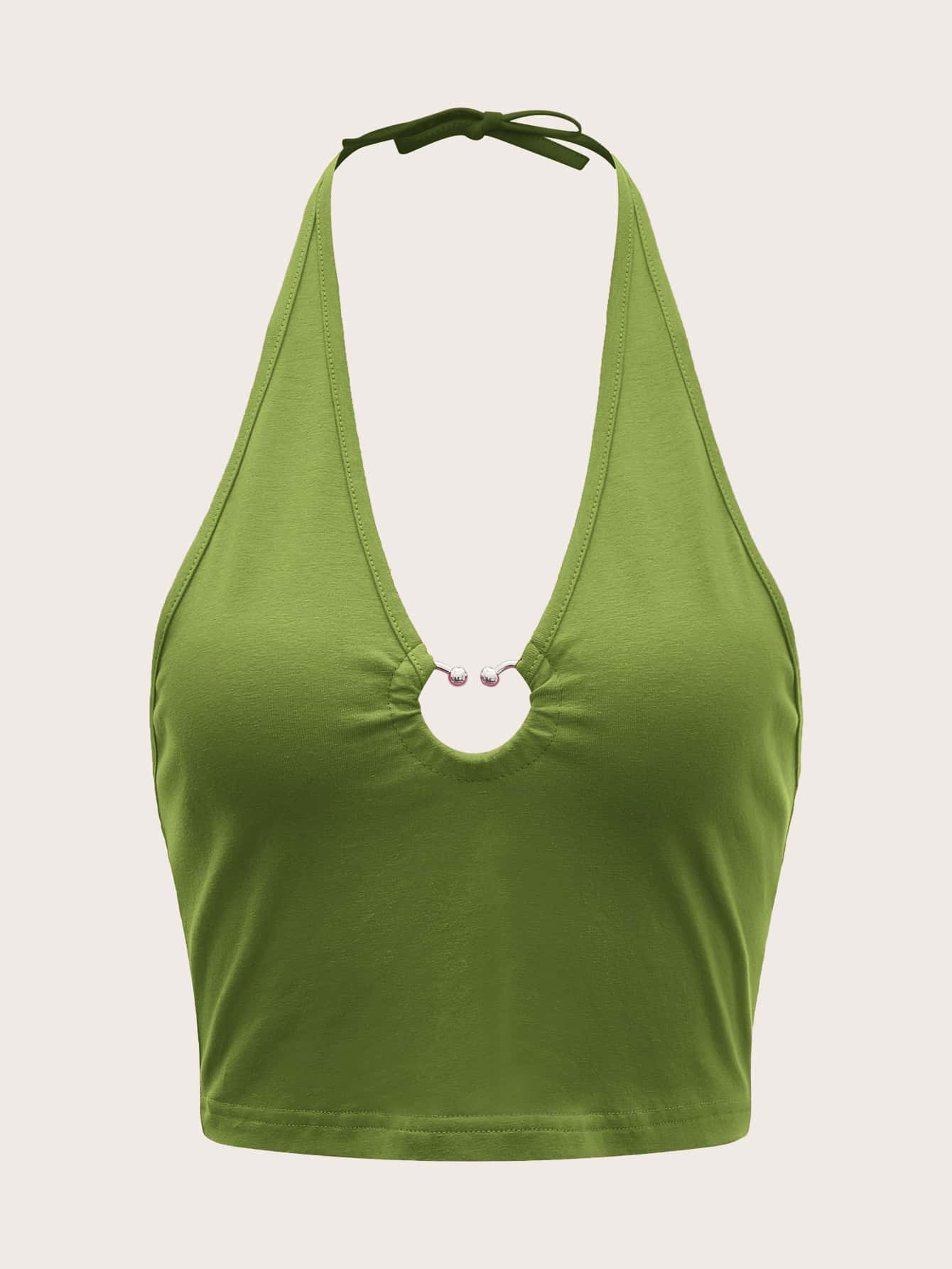 SHEIN ICON Plus Ring Detail Halter Top | SHEIN