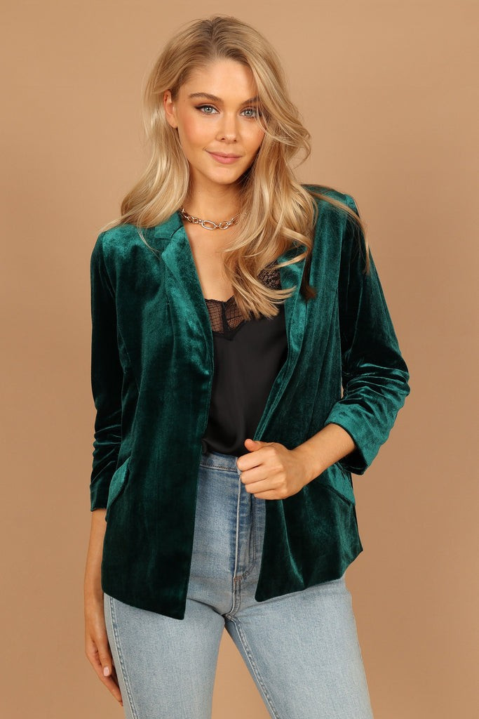Vera Velvet Blazer - Green | Petal & Pup (US)