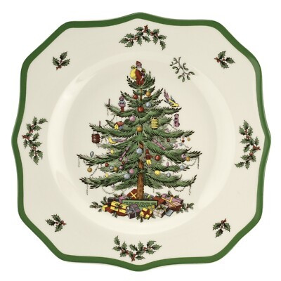 Spode 10.5" Large Scalloped Dinner Plate - Christmas Tree Holiday Dinner Dish | eBay US