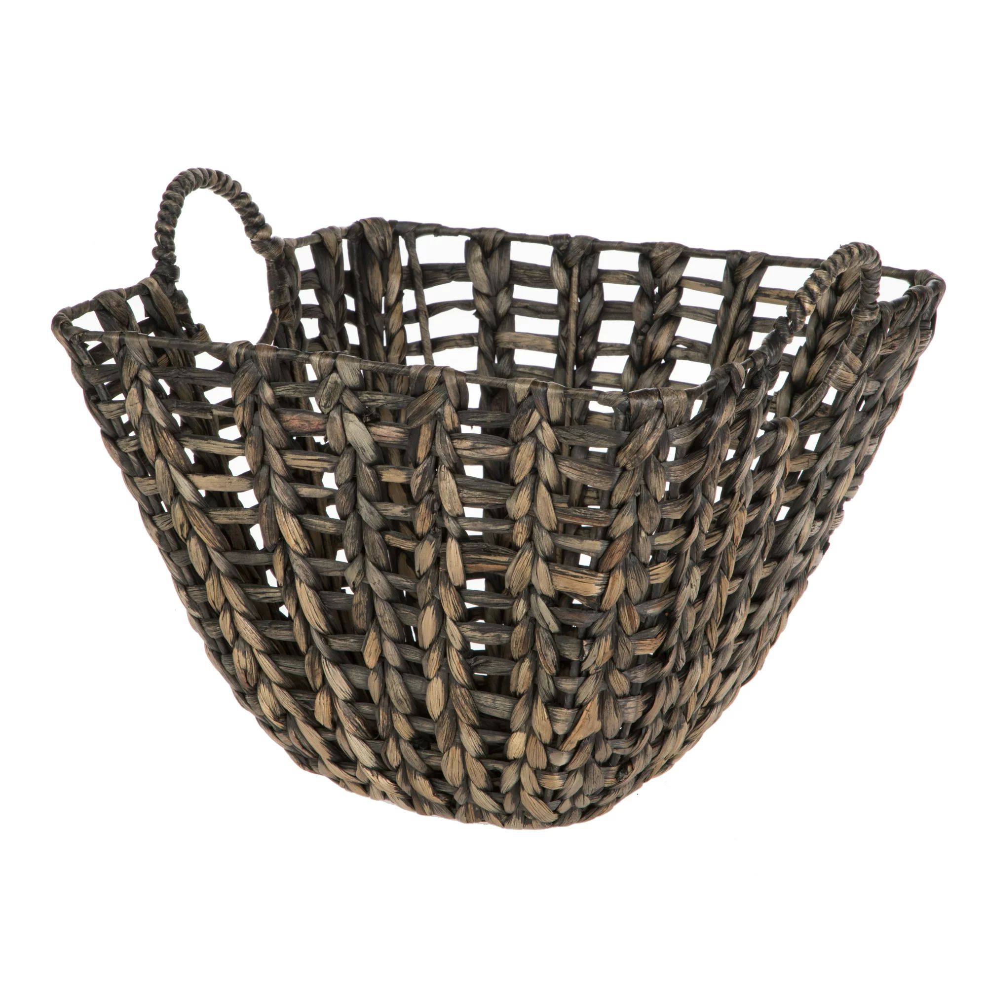 Better Homes & Gardens Square Natural Black Water Hyacinth Basket, Small, Black | Walmart (US)