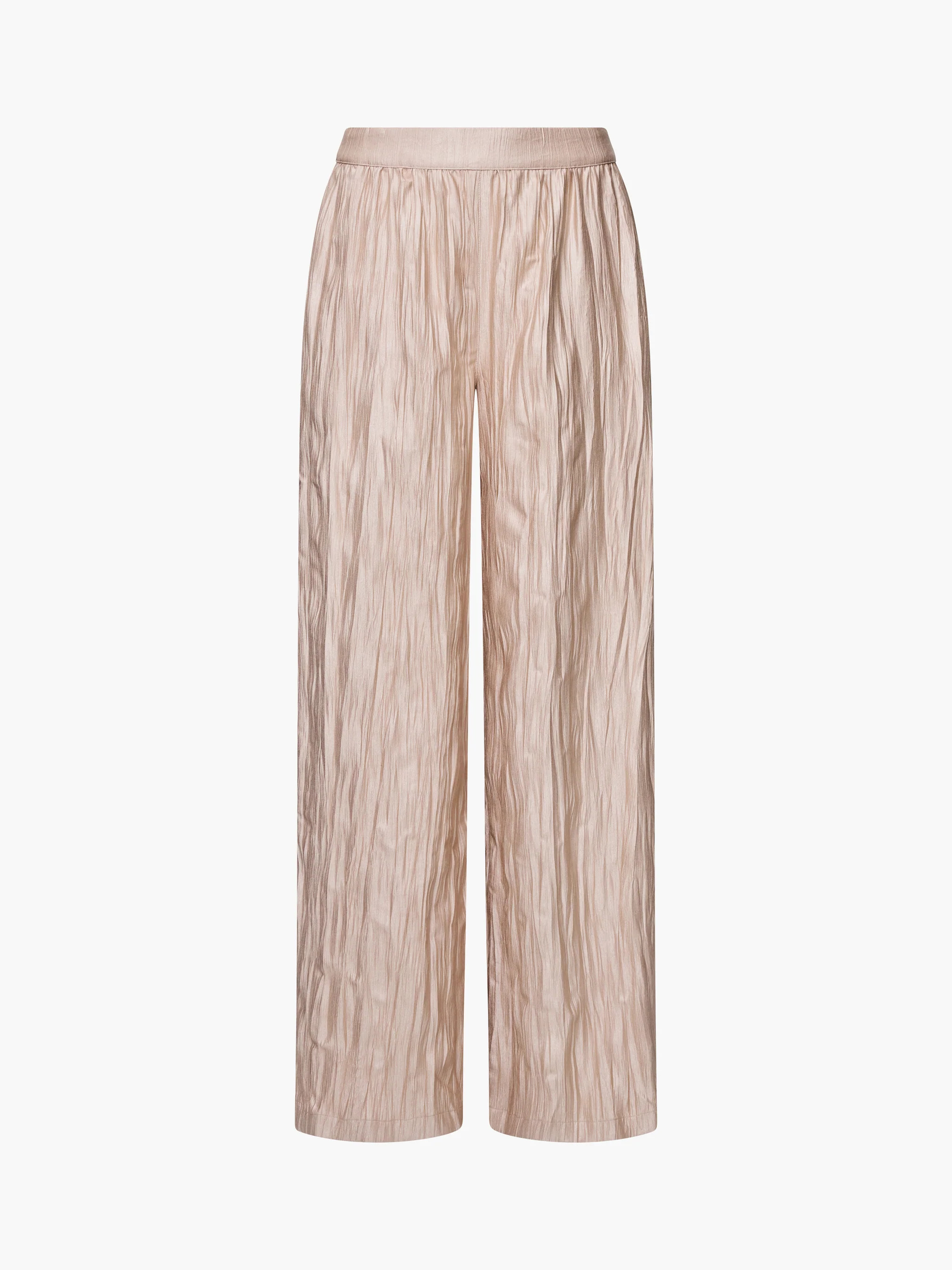 Novie Crinkle Taupe Wide Leg Trousers | French Connection (UK)