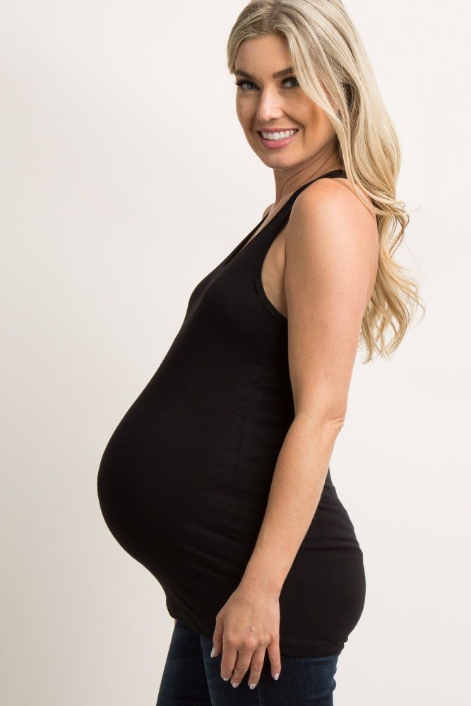 Black Fitted Maternity Tank Top | PinkBlush Maternity