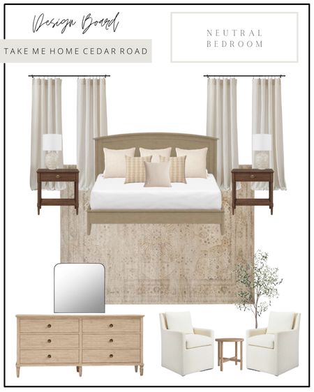 Bedroom design, bedroom ideas, bedroom inspo, bed, wood bed, pottery barn, area rug, neutral area rug, nightstand, dresser, accent chair, upholstered chair, throw pillows, neutral throw pillow, mirror, arched mirror, wall mirror, faux tree, amazon, target 

#LTKhome #LTKFind #LTKsalealert