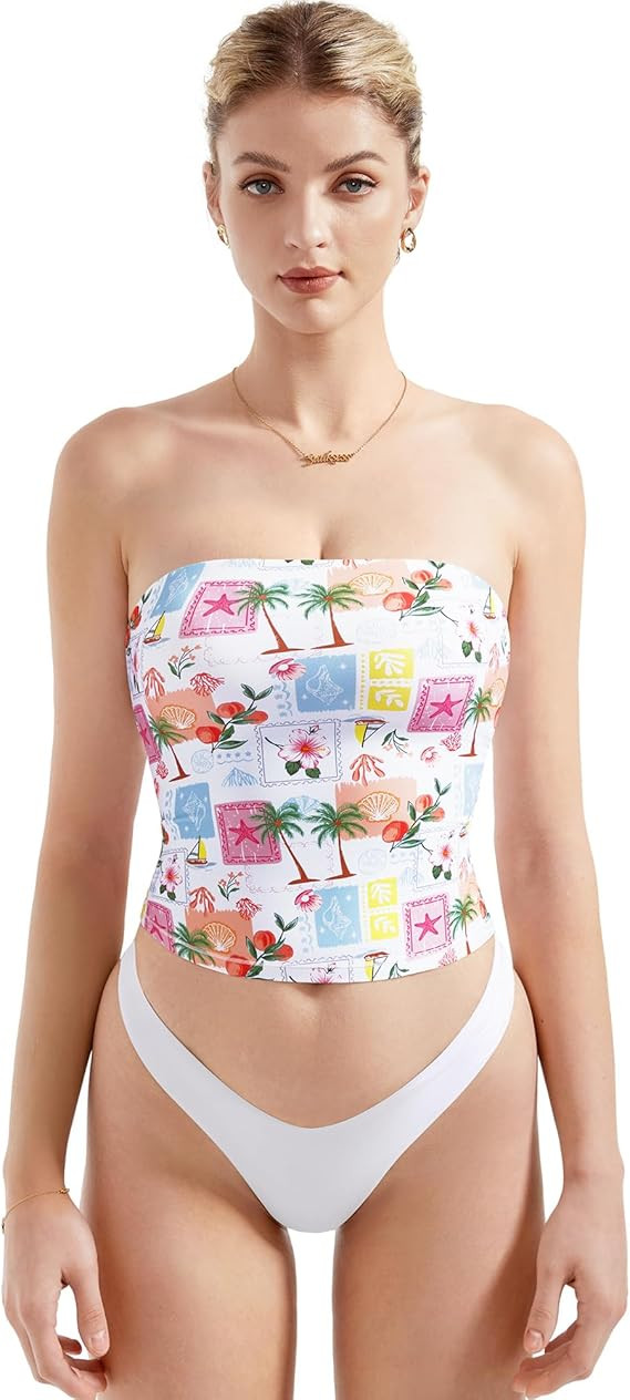 SUUKSESS Women Sexy Tube Top Summer Y2K Going Out Double Lined Basic Tank Top | Amazon (US)