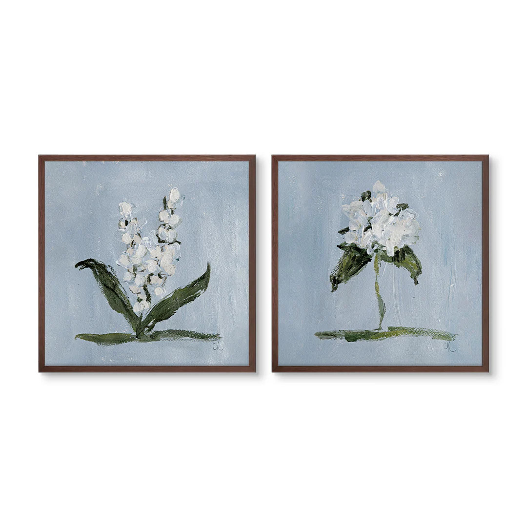 Blue Botanical Square Pair by Cady Karras Art Prints | Urban Garden Prints