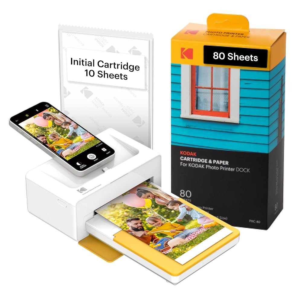 KODAK Dock Plus 4PASS Instant Photo Printer, 4x6 inches, 90 Sheets Bundle | Amazon (US)