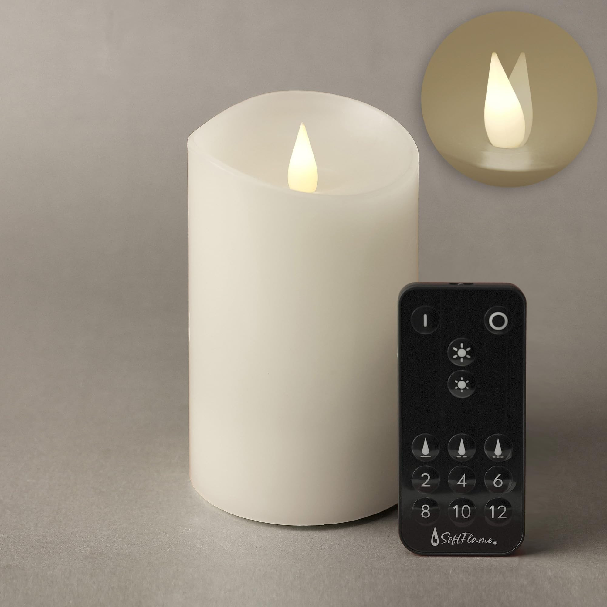 Flameless LED Candles with Remote Control, 3"x 5.1"Flickering 3D Moving Flame Battery Operated Ca... | Amazon (US)
