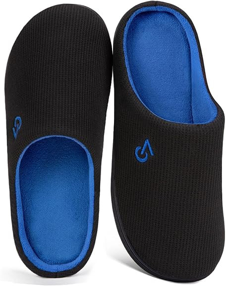 VeraCosy Men's Two-Tone Memory Foam House Slippers Indoor Outdoor Durable Rubber Sole | Amazon (US)