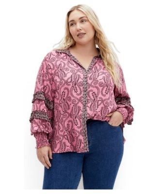 City Chic Women's Plus Size Dreamweaver Shirt - Print | Macy's