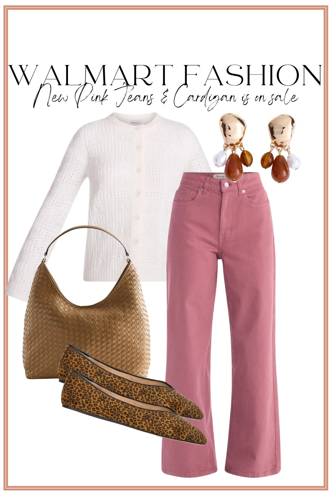 The prettiest pop of pink for fall! 💕 These new Walmart pink jeans paired with this classic cream cardigan make such a cute everyday outfit—and I LOVE the leopard flats mixed in! 🐆🤎 Such an easy way to add color while still keeping the look neutral and wearable. Even better, the Walmart cardigan is on sale! 🙌

#walmartfashion #walmartfinds #walmartstyle #walmartnewarrivals #walmartoutfit #affordablefashion #falloutfitideas #pinkjeans #cardiganoutfit #leopardflats #affordablestyle