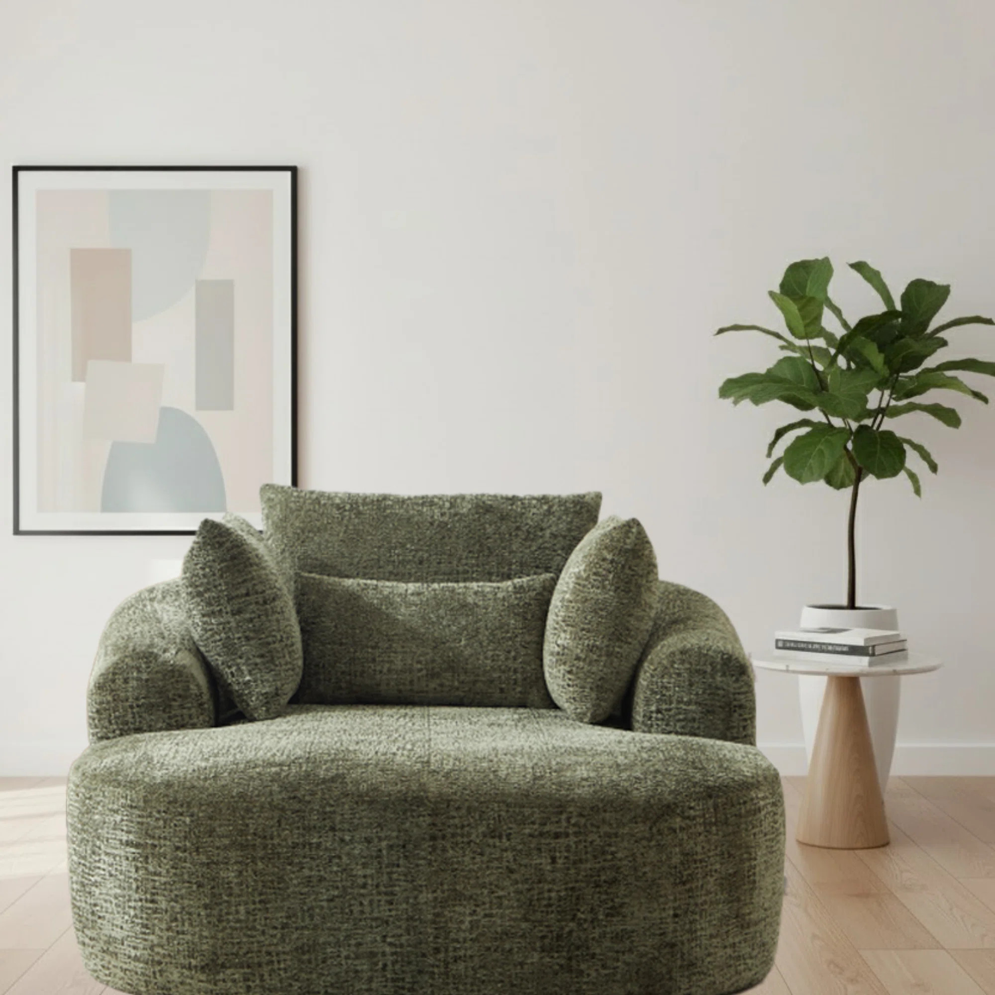 Oversized Chaise Lounge Chair Indoor, 49.6 inch Upholstered Boneless Sofa Bed with Throw Pillows ... | Wayfair North America