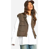 boohoo Women's Boxy Utility Pocket Detail Gilet in Olive | Size: Large | Boohoo.com (UK & IE)
