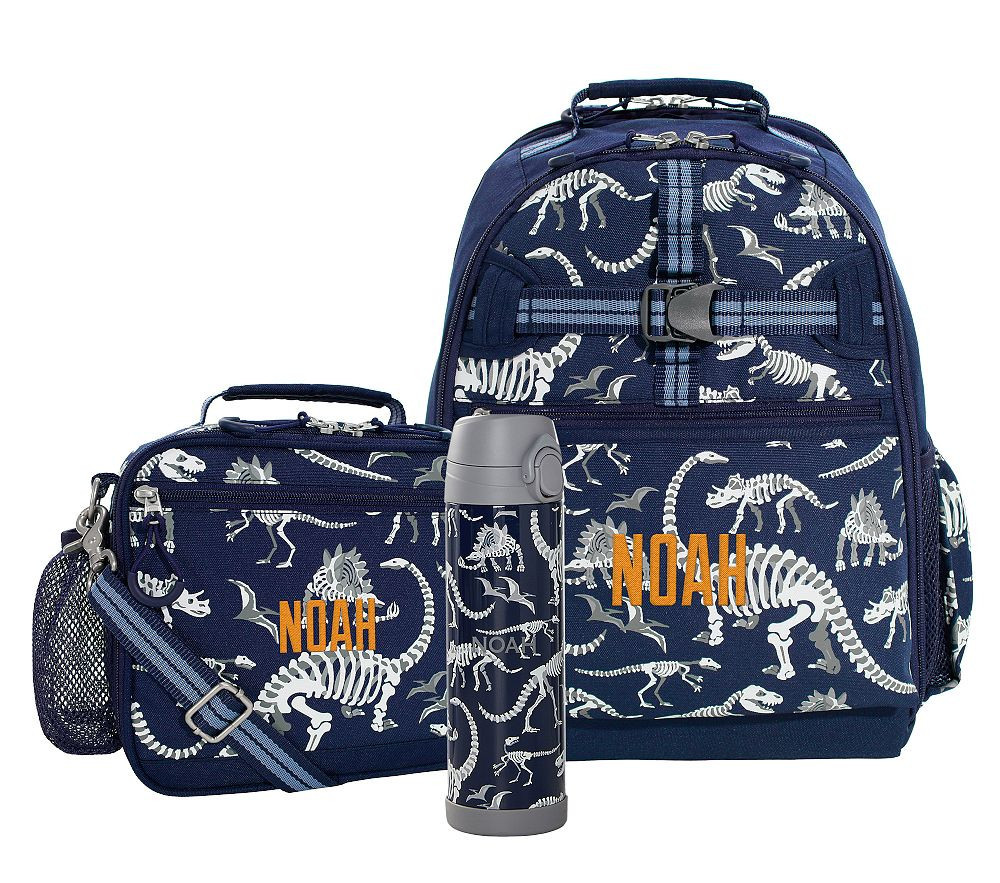 Mackenzie Navy Dino Bones Glow Adaptive Backpack Bundle: Large Backpack, Cold Pack, 17oz. Water Bottle | Pottery Barn Kids