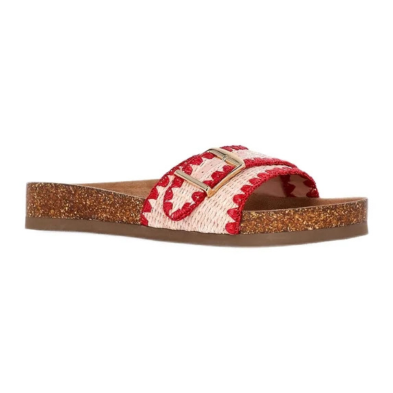 Time and Tru Women's One Buckle Footbed Slide Sandals | Walmart (US)
