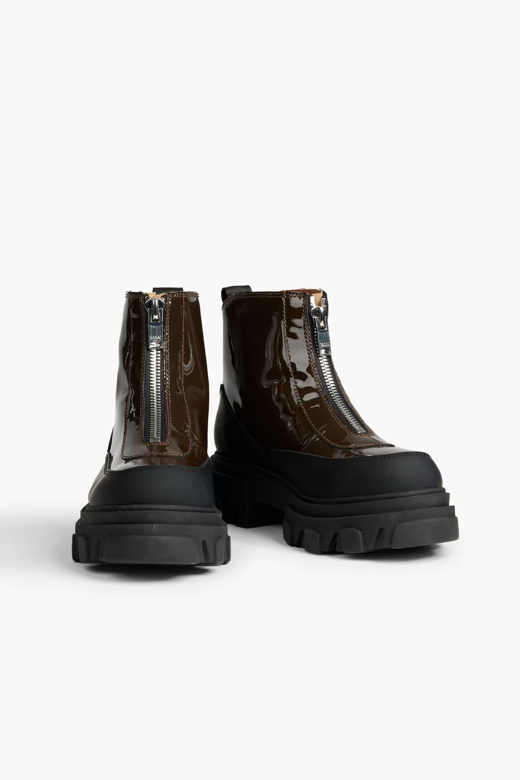 Rubber-trimmed patent-leather ankle boots | The Outnet (US and CA)