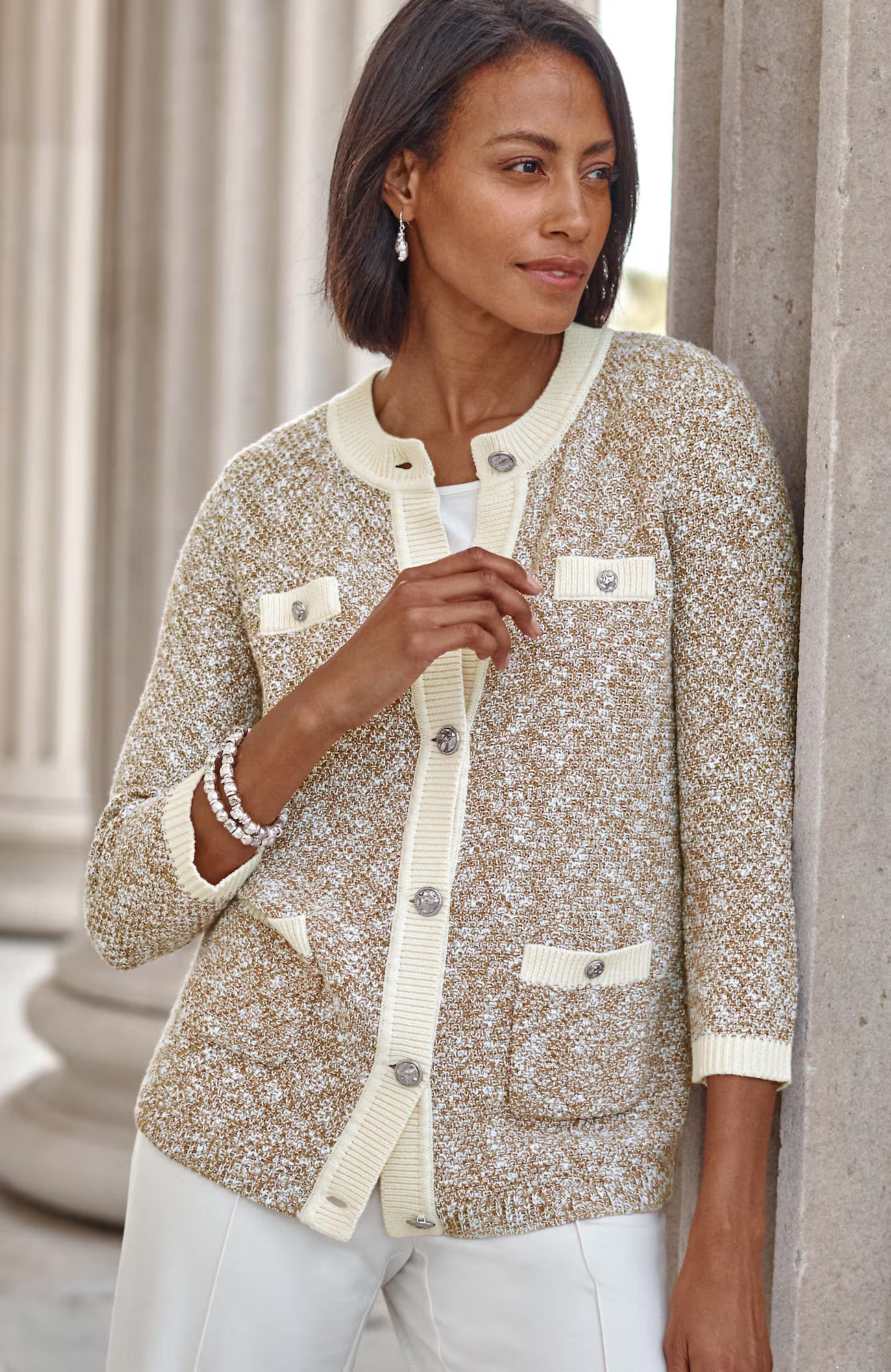 Wearever Contrast-Trimmed Sweater-Jacket | J. Jill