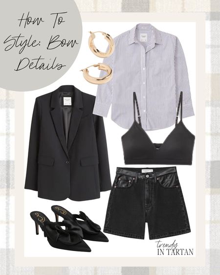 How to style bow details!

Blazer, oversized button down, bralette, denim shorts, bow heels, gold hoop earrings 

#LTKstyletip #LTKSeasonal