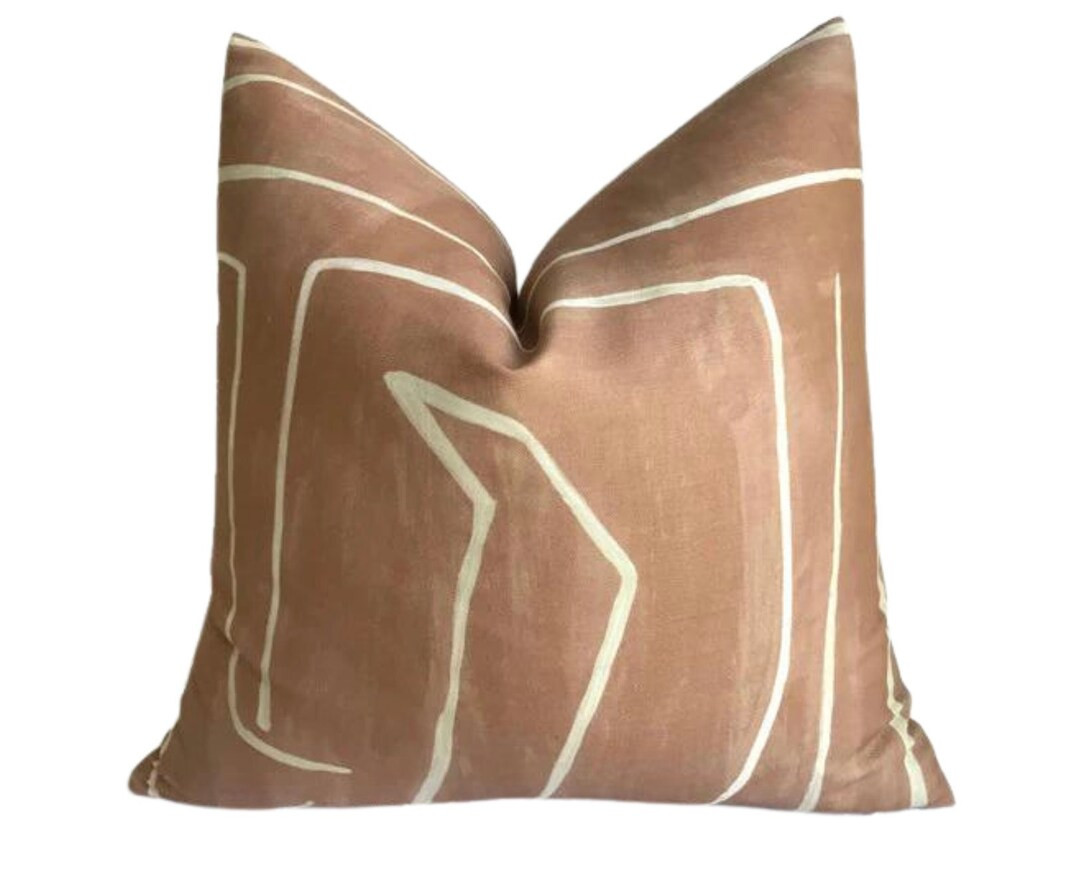 Graffito Pillow Cover in Salmon, Designer Pillow Covers, Decorative Pillows - Etsy | Etsy (US)