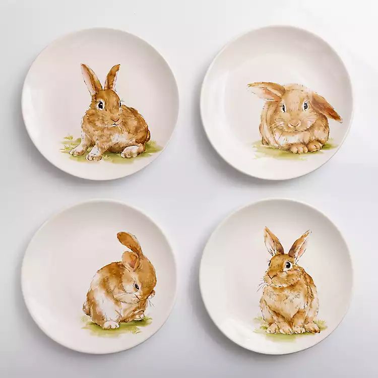 New! Sweet Bunny Salad Plates, Set of 4 | Kirkland's Home