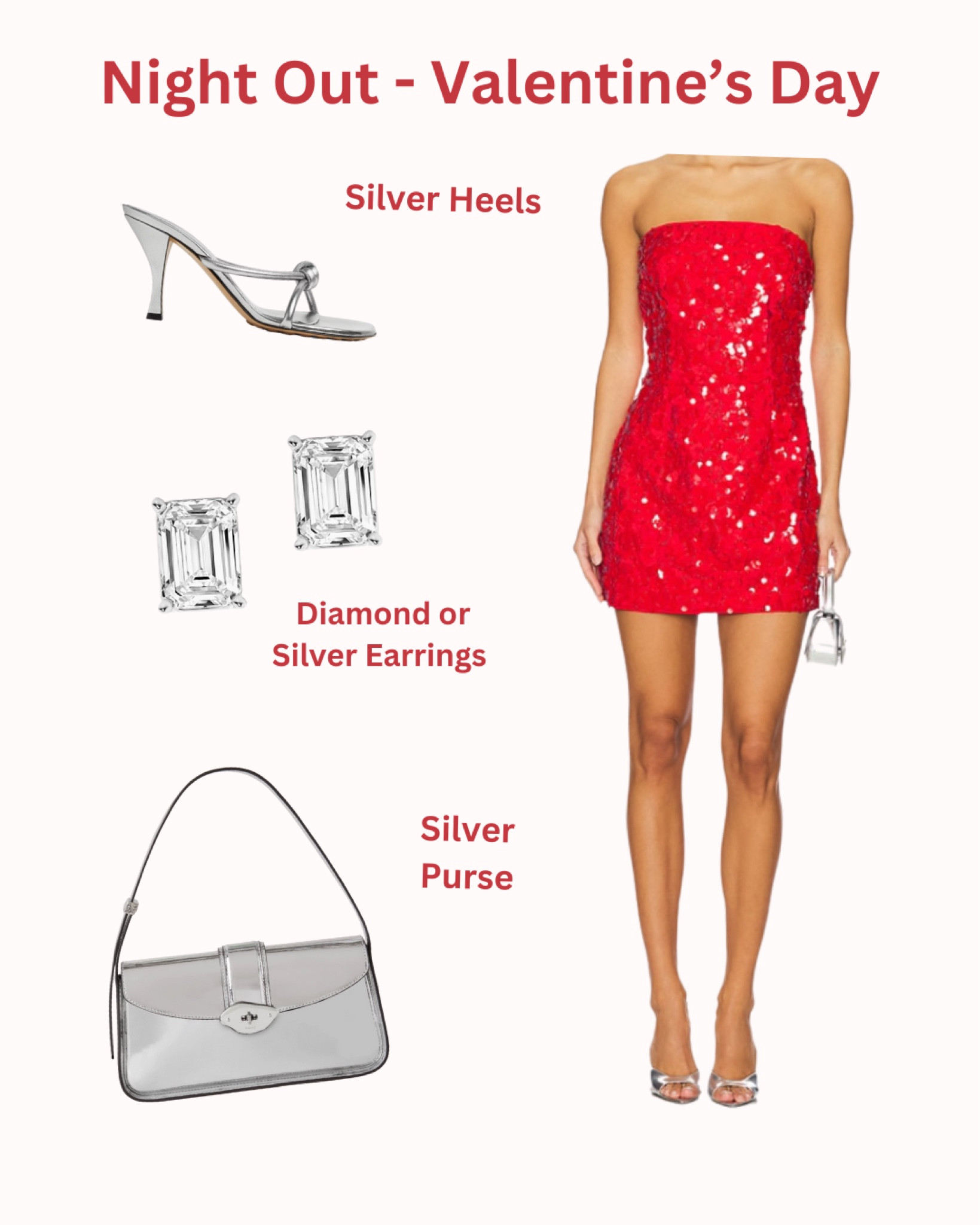 ✨ Valentine's Day glam, anyone? ❤️ Pair this sparkling red mini dress with silver heels, diamond (or silver) earrings, and a sleek silver purse for the ultimate date night look. 💃 Perfect for turning heads this V-Day! Shop the look on LTK 🛍️ #ValentinesDayOutfit #OOTN #LTKStyletip

#LTKSeasonal