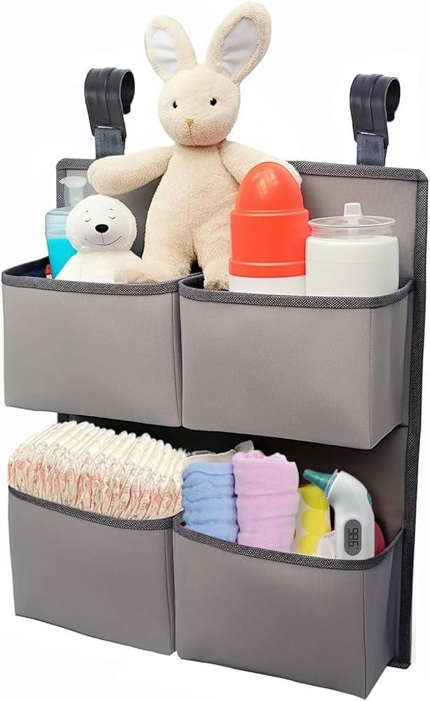 Hanging Diaper Organizer for Crib/Playpen/Bassinet – Hold 80+ Diapers - 4 Deep Pockets-H19in x ... | Amazon (US)