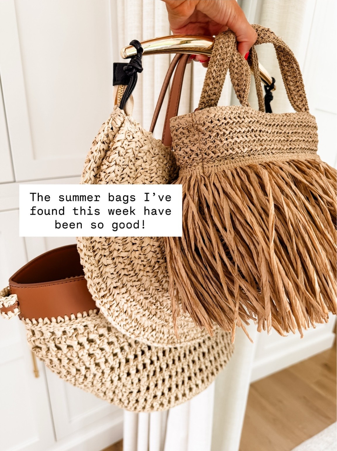 Obsessed with these straw bags I just got 😍👏🏼

Loverly Grey, straw bags, summer bags