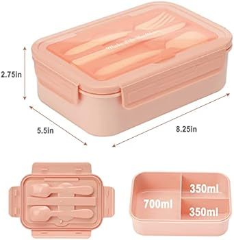 HOTEC Bento Lunch Box for Kids and Adults Built-in Knife, Fork & Spoon, 1400ML Portable Bento Box wi | Amazon (US)