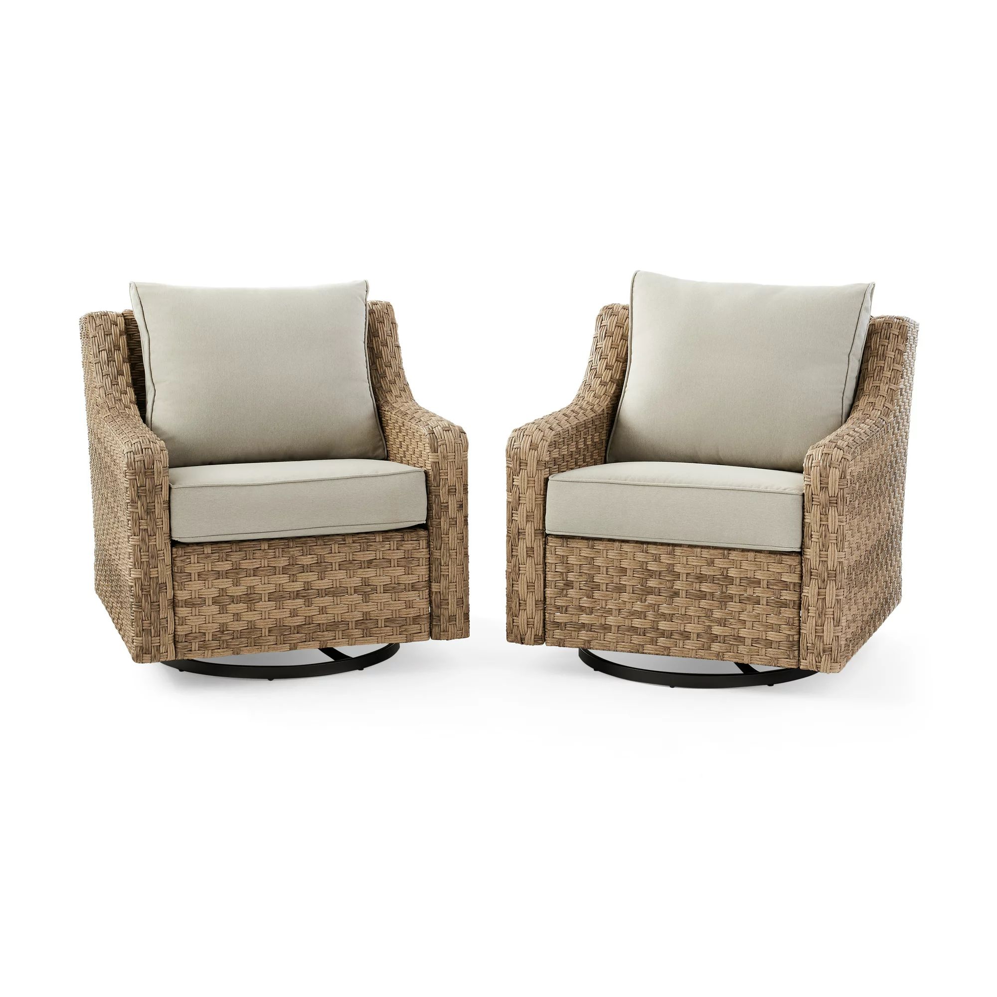 Better Homes & Gardens River Oaks Outdoor Swivel Gliders with Patio Covers, Set of 2, Natural - W... | Walmart (US)