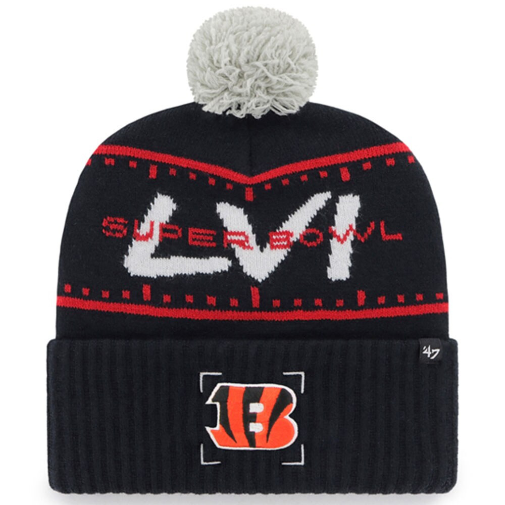 Cincinnati Bengals '47 Super Bowl LVI Bound View Cuffed Pom Knit Hat - Navy | Fanatics