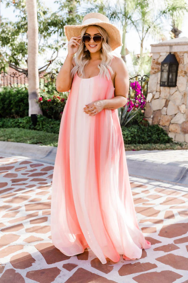 Oceans Of Love Coral Ombre Maxi Dress | The Pink Lily Boutique