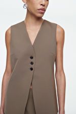 LONGLINE TAILORED TWILL WAISTCOAT - MOLE - Blazers - COS | COS (US)