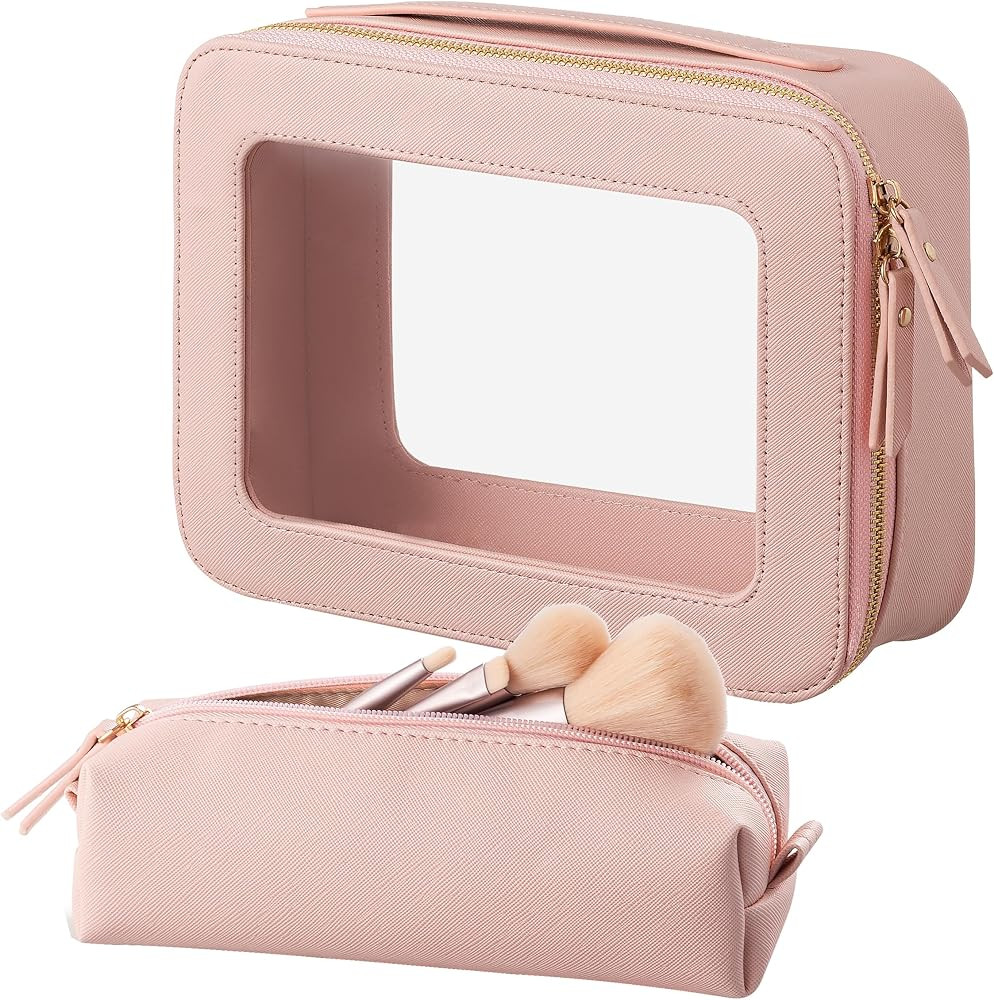 HBselect 2 PCS Clear Makeup Bag Organizer, Large Capacity Travel Toiletry Bag for Women, Clear Co... | Amazon (US)