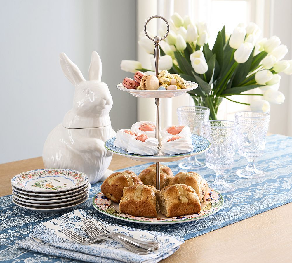 Botanical Bunny Stoneware Tiered Stand | Pottery Barn (US)