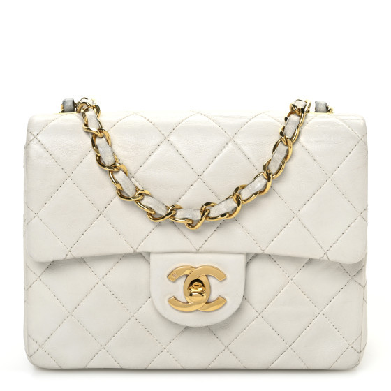 Lambskin Quilted Mini Square Flap White | FASHIONPHILE (US)