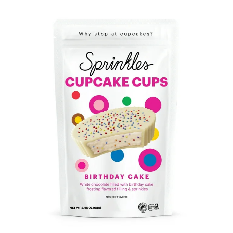 Sprinkles Premium Birthday Cake Cupcake Cups, 3.45oz Pouch, Gluten Free, White Chocolate | Walmart (US)