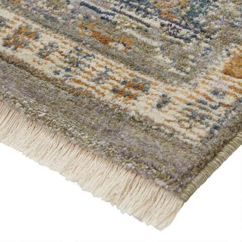 Nora Mossy Green Distressed Persian Style Area Rug | World Market